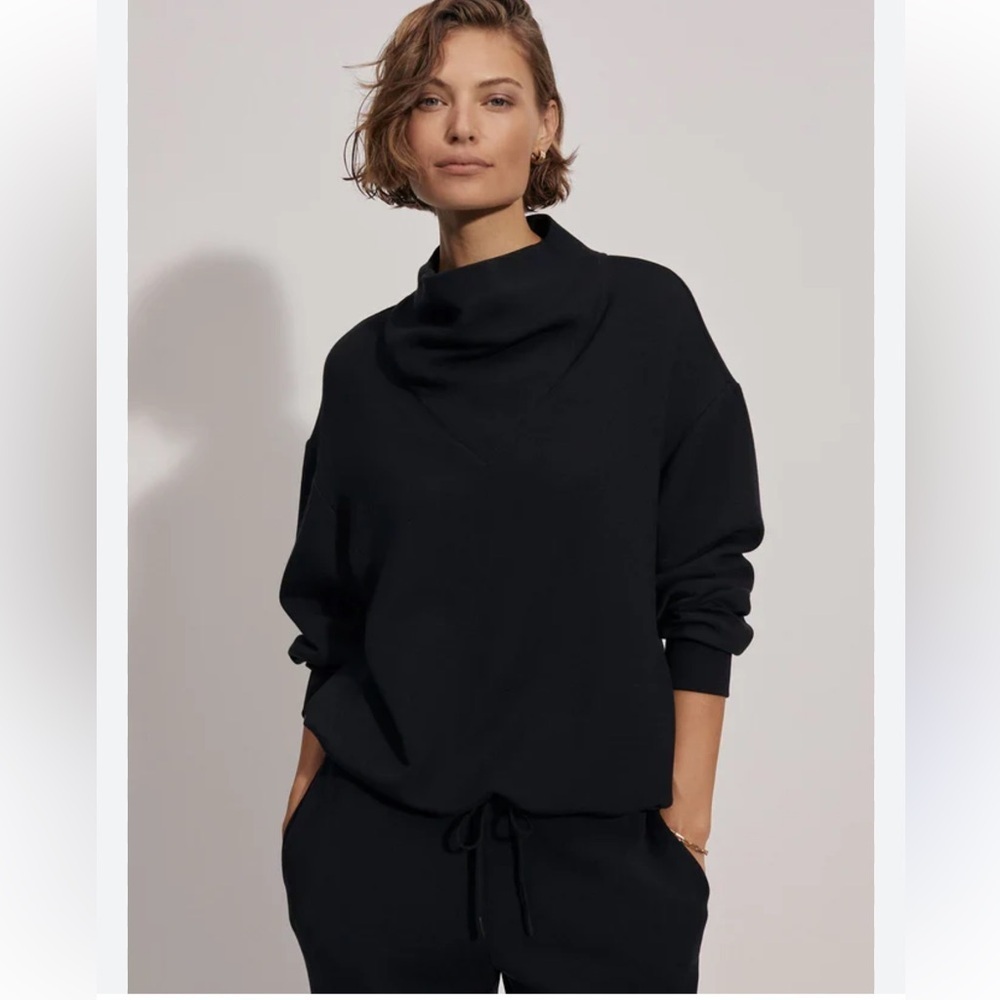 Varley Betsy Double Soft Black Cowl Neck Sweater - Picture 1 of 6